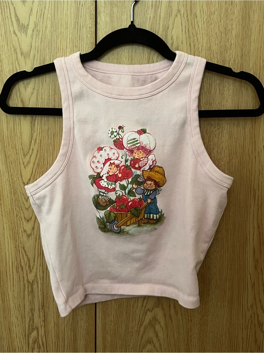 Girls' Light Pink Graphic Crop Tank Top
